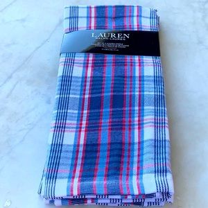 RALPH LAUREN KITCHEN TOWELS NAVY RED WHITE PLAID SET OF 2